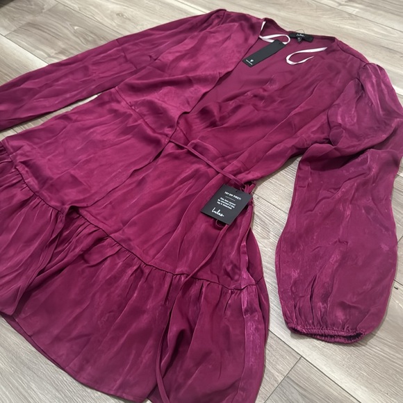 Lulus Satin Warp dress Purple Magneta Size XL - Picture 11 of 13